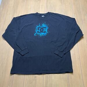 Y2K DC Shoes long-sleeve t-shirt blue graphic logo Men Sz XL